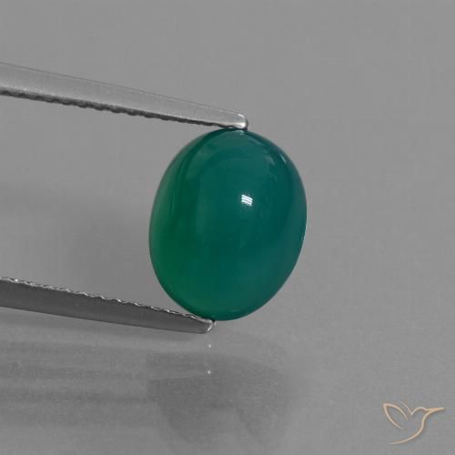 Ágata verde natural 3,04ct, corte oval, translúcido