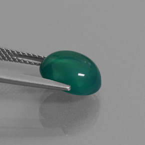 Ágata verde natural 3,39ct, corte oval, translúcido