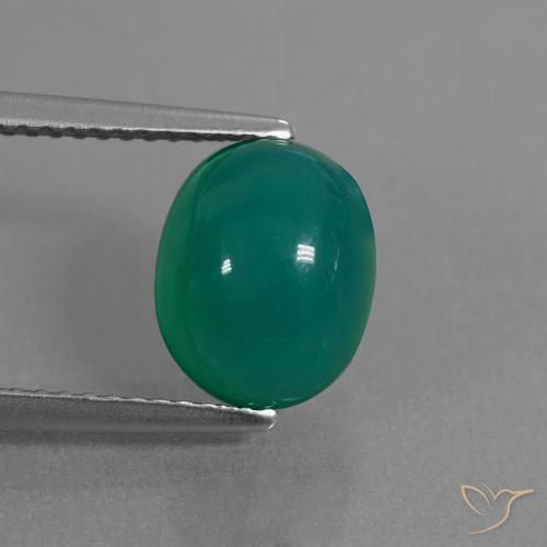 3.34ct Natural Verde médio Ágata, oval, Translúcido