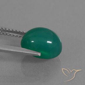Ágata Verde médio Natural 3.34ct, oval, Translúcido