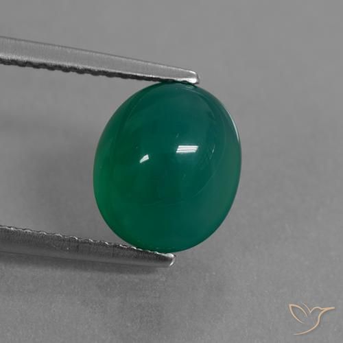3.31ct Natural Verde escuro médio Ágata, oval, Translúcido