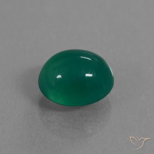 Ágata Verde escuro médio Natural 3.31ct, oval, Translúcido