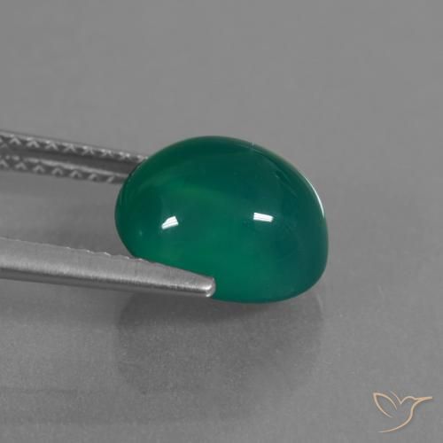 Ágata Verde escuro médio Natural 3.31ct, oval, Translúcido