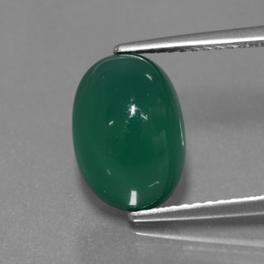 Ágata verde natural 4,47ct, corte oval, translúcido