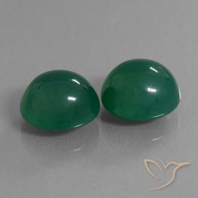 Pedras preciosas de Ágata Verde escuro médio natural de 17.44 ct, oval, Translúcido