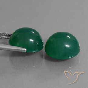 Pedras preciosas de Ágata Verde escuro médio natural de 17.44 ct, oval, Translúcido