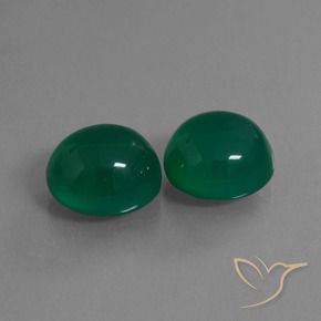 Pedras preciosas de Ágata Verde escuro médio natural de 17.31 ct, oval, Translúcido