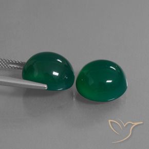 Pedras preciosas de Ágata Verde escuro médio natural de 17.31 ct, oval, Translúcido