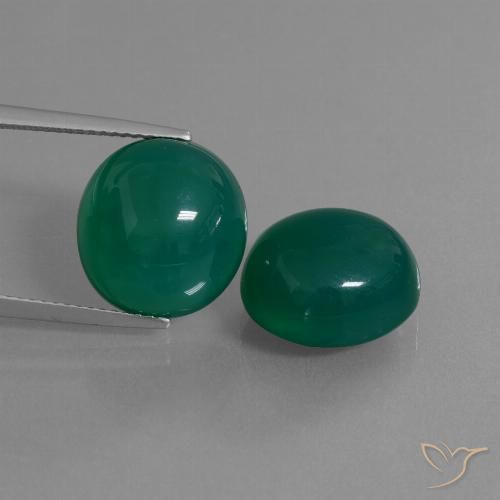 Pedras preciosas de ágata verde natural de 16,71 ct, corte oval, translúcido