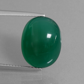 Ágata verde natural 7,02ct, corte oval, translúcido