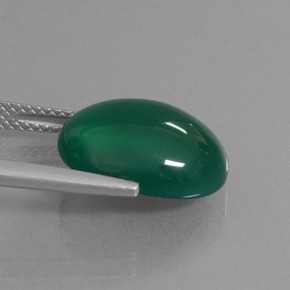 Ágata verde natural 7,02ct, corte oval, translúcido