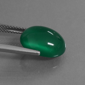 Ágata verde natural 6,27ct, corte oval, translúcido