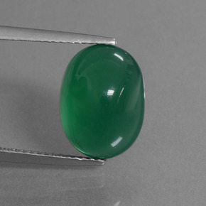 Ágata verde natural 5,72ct, corte oval, translúcido