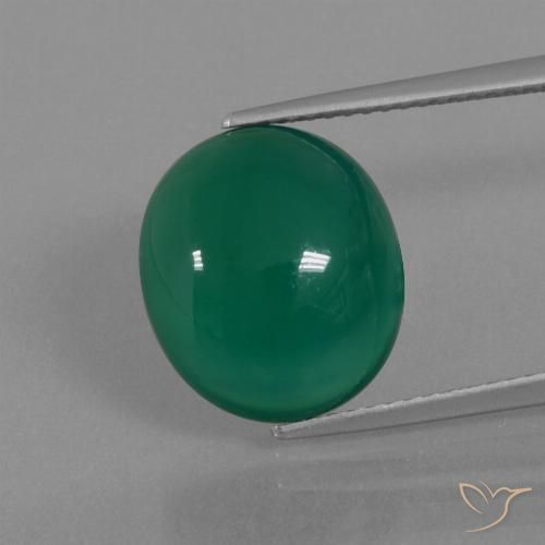 7.56ct Natural Verde médio Ágata, oval, Translúcido