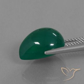 Ágata Verde floresta Natural 8.64ct, Formato de pêra, Translúcido