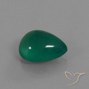 Ágata Verde médio Natural 6.44ct, Formato de pêra, Translúcido