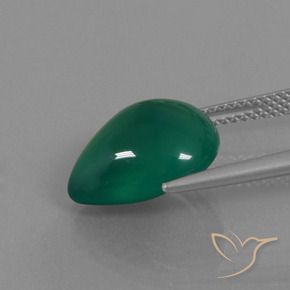 Ágata Verde médio Natural 6.44ct, Formato de pêra, Translúcido