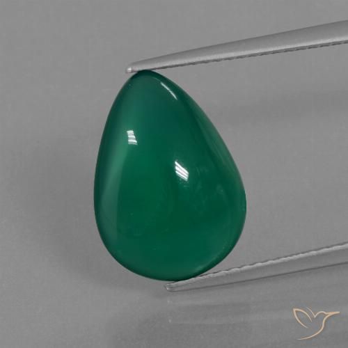 5.45ct Natural Verde floresta Ágata, Formato de pêra, Translúcido