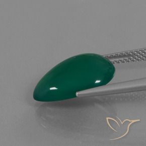 Ágata Verde floresta Natural 5.45ct, Formato de pêra, Translúcido