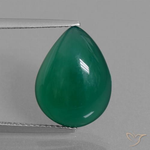 6.24ct Natural Verde floresta Ágata, Formato de pêra, Translúcido