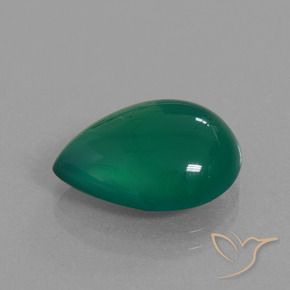 Ágata Verde floresta Natural 6.24ct, Formato de pêra, Translúcido