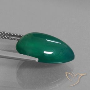 Ágata Verde floresta Natural 6.24ct, Formato de pêra, Translúcido