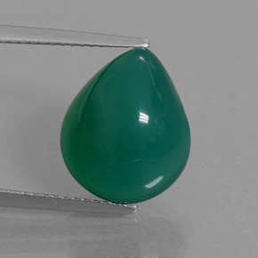 Ágata verde natural 8,02ct, formato de pêra, translúcido