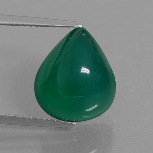 Ágata verde natural 8,45ct, formato de pêra, translúcido