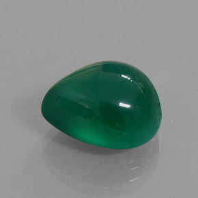 Ágata verde natural 8,45ct, formato de pêra, translúcido