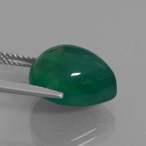 Ágata verde natural 8,45ct, formato de pêra, translúcido