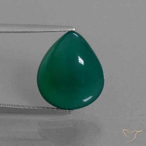 Ágata verde natural 7,33ct, formato de pêra, translúcido