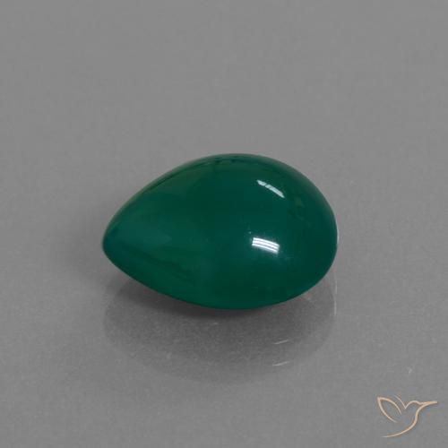 Ágata verde natural 7,33ct, formato de pêra, translúcido