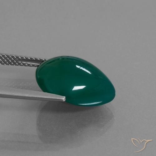 Ágata verde natural 7,33ct, formato de pêra, translúcido