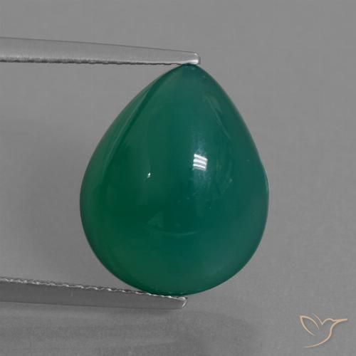 7.72ct Natural Verde médio Ágata, Formato de pêra, Translúcido