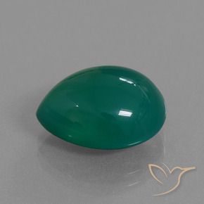Ágata Verde médio Natural 7.72ct, Formato de pêra, Translúcido