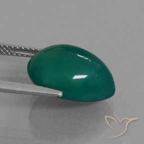 Ágata Verde médio Natural 7.72ct, Formato de pêra, Translúcido
