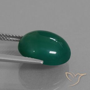 Ágata Verde escuro médio Natural 7.83ct, oval, Translúcido