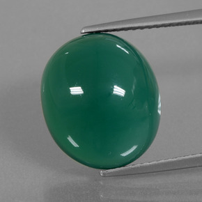 Ágata verde natural 10,07ct, corte oval, translúcido