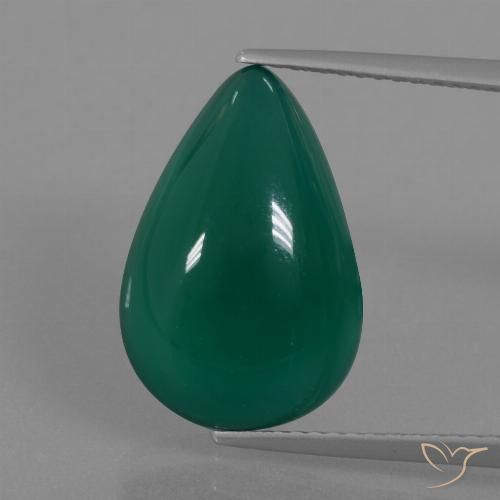 8.47ct Natural Verde escuro médio Ágata, Formato de pêra, Translúcido
