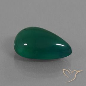 Ágata Verde escuro médio Natural 8.47ct, Formato de pêra, Translúcido