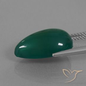 Ágata Verde escuro médio Natural 8.47ct, Formato de pêra, Translúcido