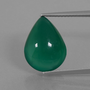 Ágata verde natural 6,75ct, formato de pêra, translúcido