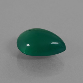 Ágata verde natural 6,75ct, formato de pêra, translúcido
