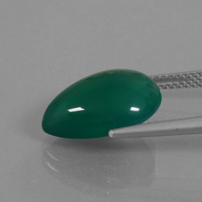 Ágata verde natural 6,75ct, formato de pêra, translúcido