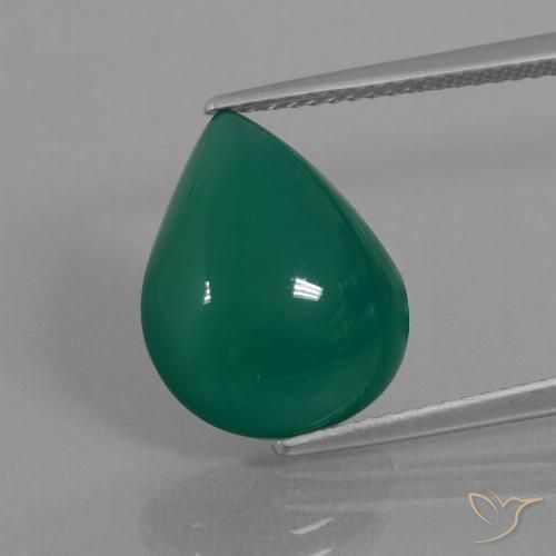6.66ct Natural Verde escuro médio Ágata, Formato de pêra, Translúcido