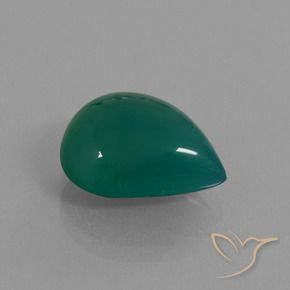 Ágata Verde escuro médio Natural 6.66ct, Formato de pêra, Translúcido