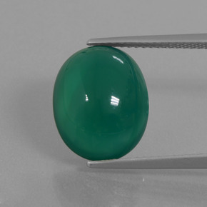 Ágata verde natural 6,88ct, corte oval, translúcido