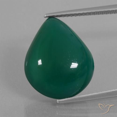 12.92ct Natural Verde escuro médio Ágata, Formato de pêra, Translúcido