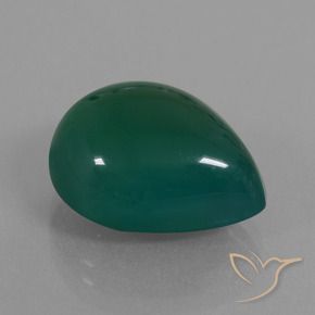 Ágata Verde escuro médio Natural 12.92ct, Formato de pêra, Translúcido