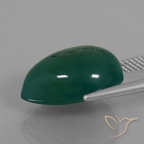 Ágata Verde escuro médio Natural 12.92ct, Formato de pêra, Translúcido